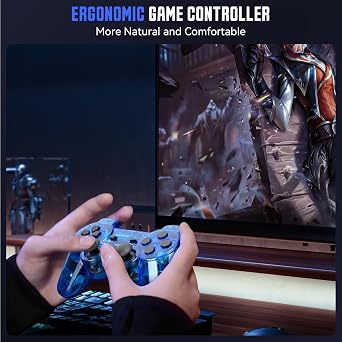 GamingBoy Wired Controller for PS2, 2 Pack Gamepad Remote Double Shock Compatible with Play station 2, with 1.8M Cable(Clear Red and Clear Blue)