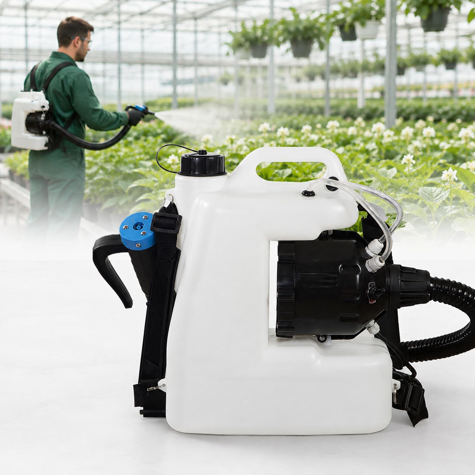 Pulverizador Eléctrico de Mochila 1400W, Nebulizador ULV para Jardín