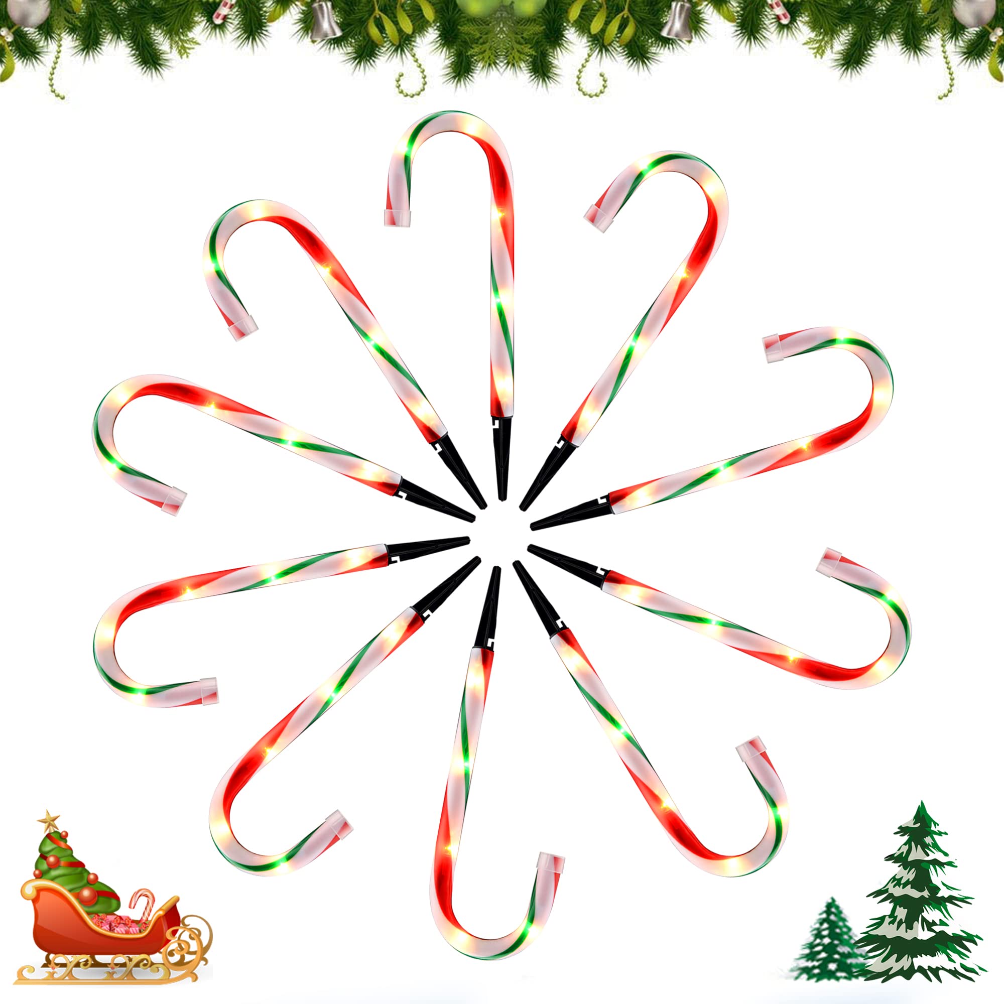 Snapklik.com : 10" Christmas Candy Cane Pathway Markers Lights, Set Of