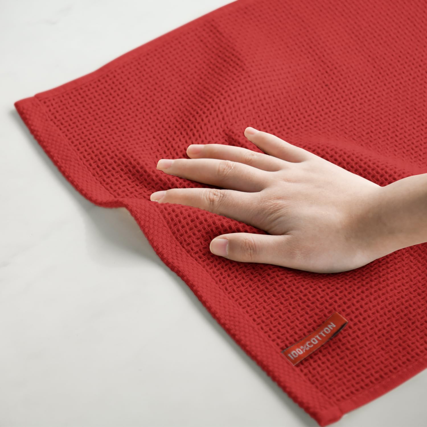 Artoid Mode 100% Cotton Dark Red Waffle Weave Kitchen Dish Cloths, 12x12 Inch Ultra Soft Absorbent Quick Drying Kitchen Dish Towels Set of 6 - Image 5