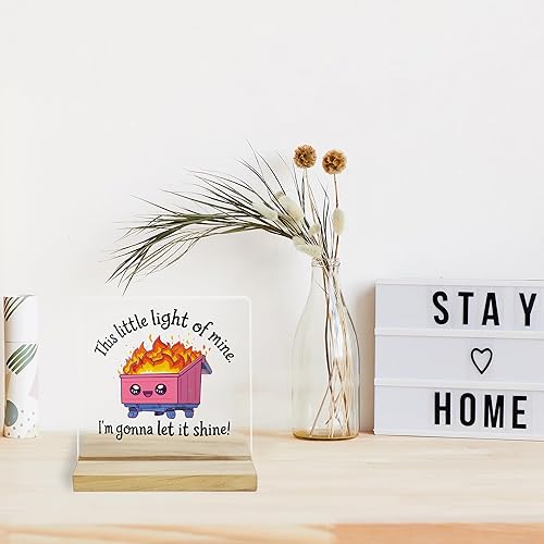 Miniatura 4 de Letrero divertido de oficina con texto en inglés "Let It Shine", regalo de decoración de escritorio de fuego para mujeres, placa acrílica de Snark