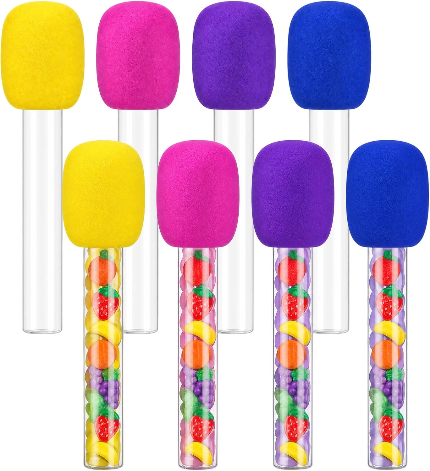 8 Pcs Plastic Microphone Candy Tubes Music Party Favors, Fake Microphone Prop for Disco Birthday Party