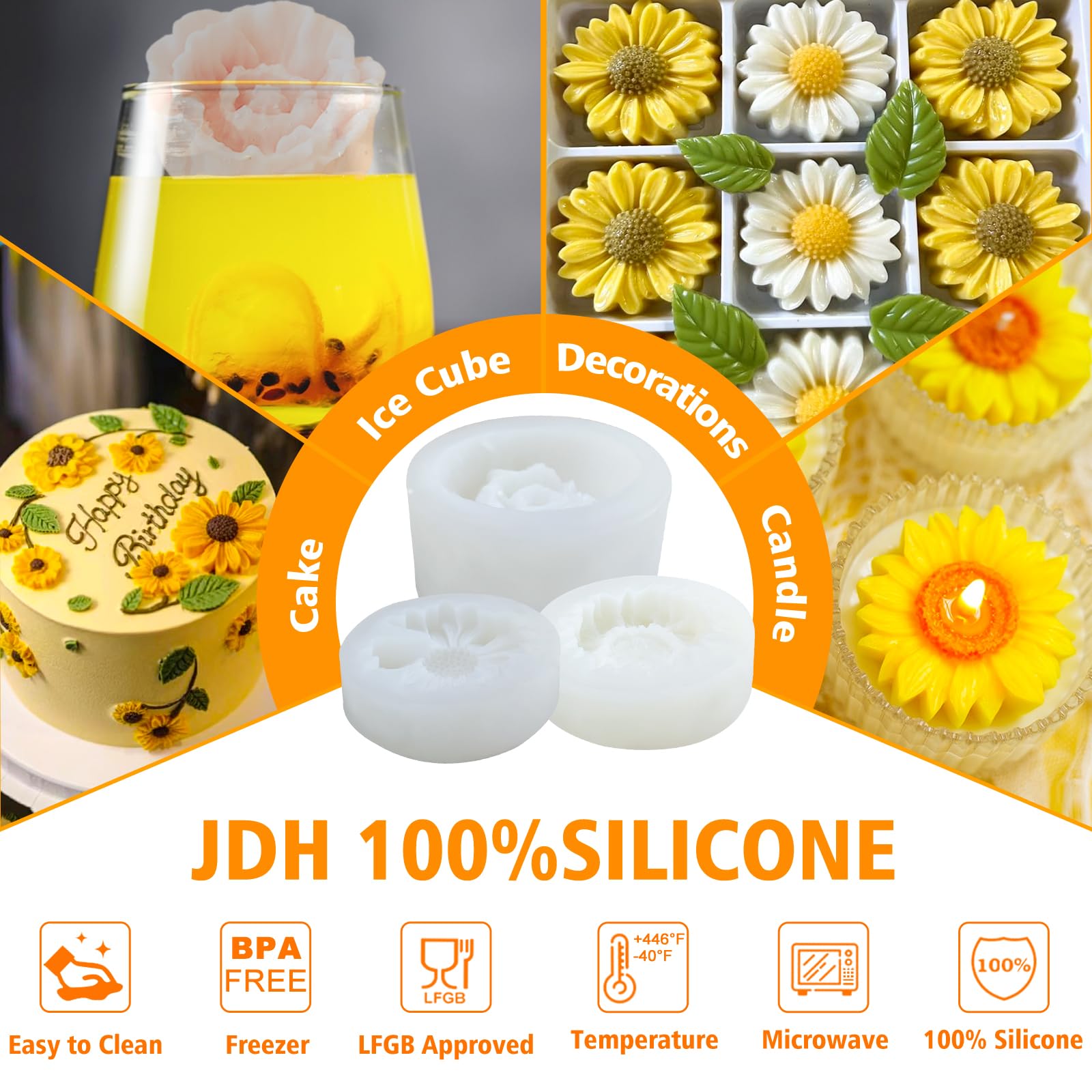 3 Moules à Bougies En Silicone Forme Fleur 3D – Pour Bougies, Savon, Chocolat, Taille ~7 Cm