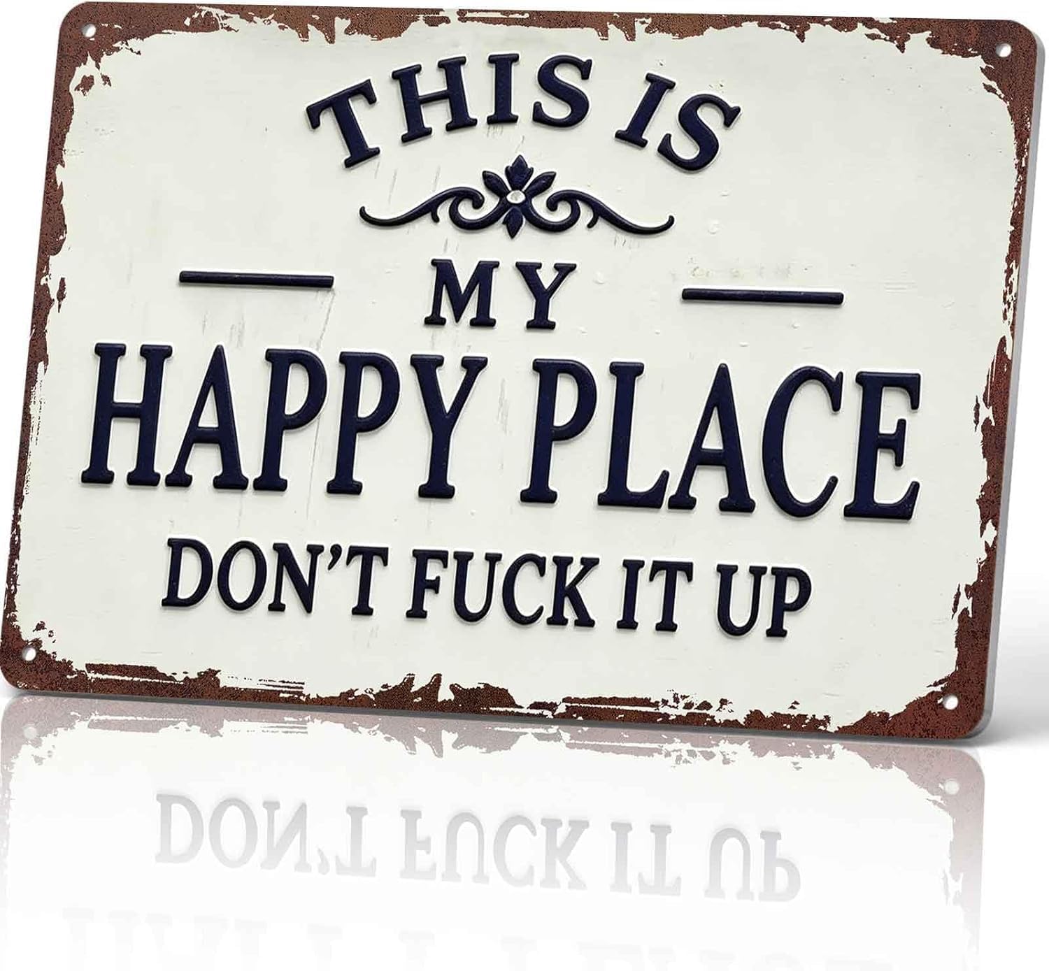 Premium Aluminum Funny "Happy Place" Vintage Metal Sign - Rust-Proof & Waterproof Wall Plaque - Novelty Humorous Decor for Home, Man Cave, Garage, Bar, Patio & Garden (8x12 Inches),1