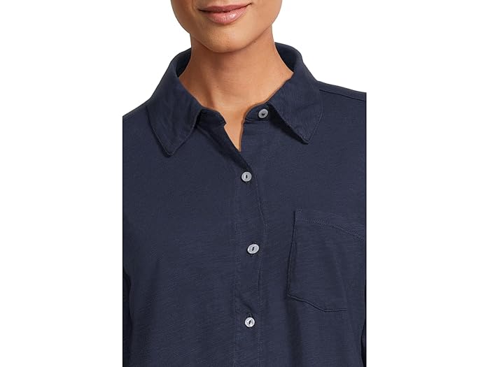 Elliott Lauren Garment Dye Tees - Long Sleeve Button Front Shirt with Collar