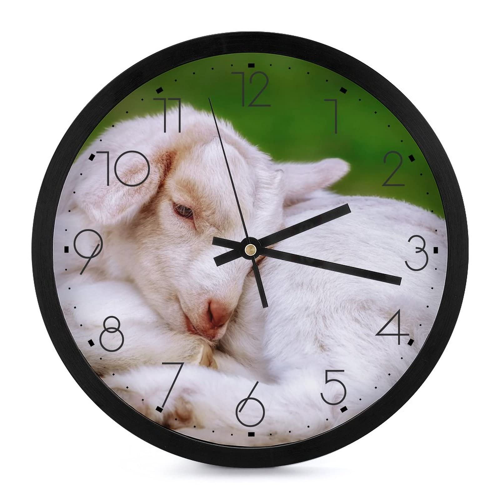 Horloge murale ronde agneau grands chiffres salon cuisine 25.4cm