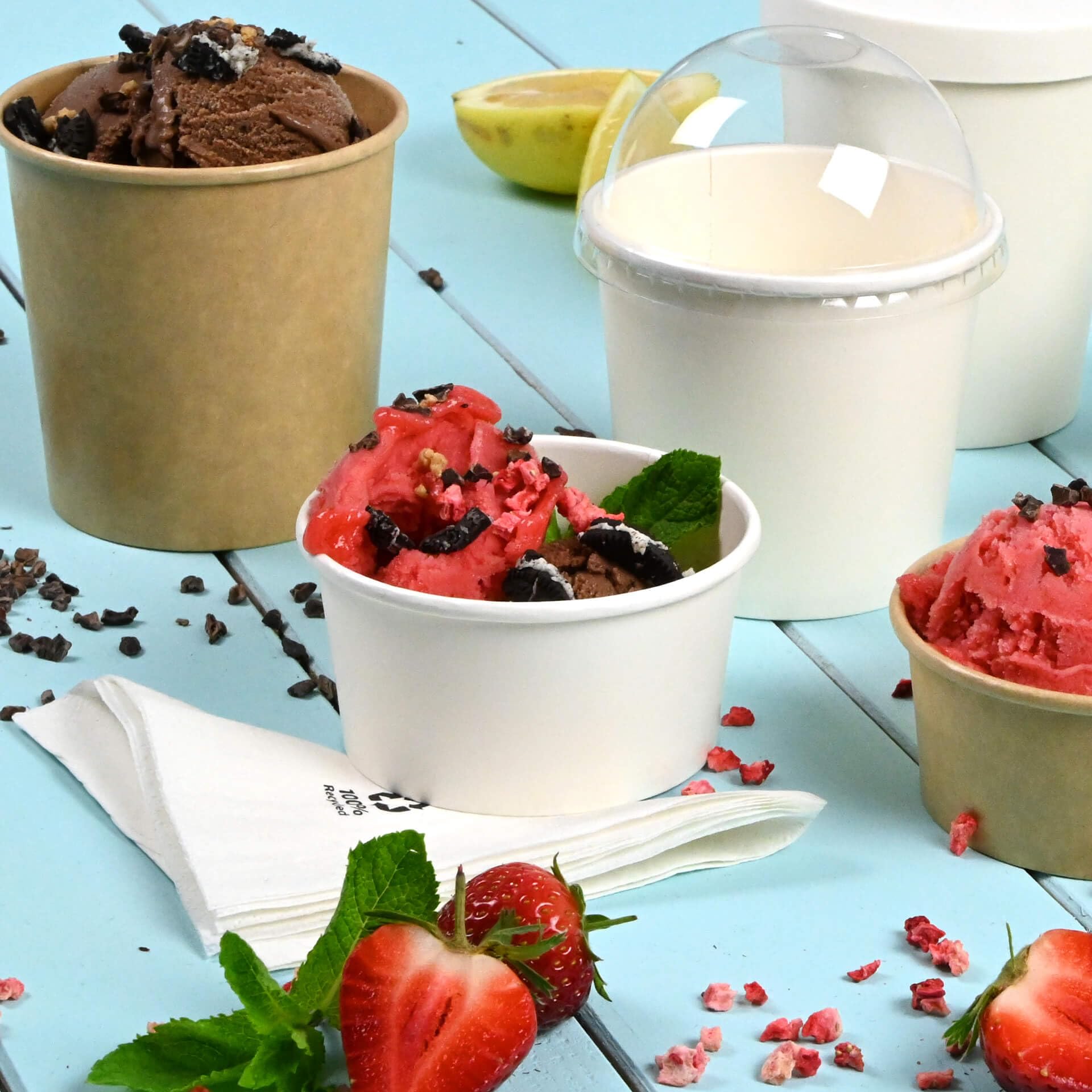 Couvercles En Carton Pour Pots De Glace - 50 Pièces - 92 Mm - Blanc - Jetable Et écologique - Parfait Pour Dessert à Emporter