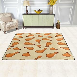 Chicken Drumstick Flannel Rugs for Living Room Area Rugs Washable Carpet for Toddler Room Rug Non Slip Playroom Rug 36"X24"