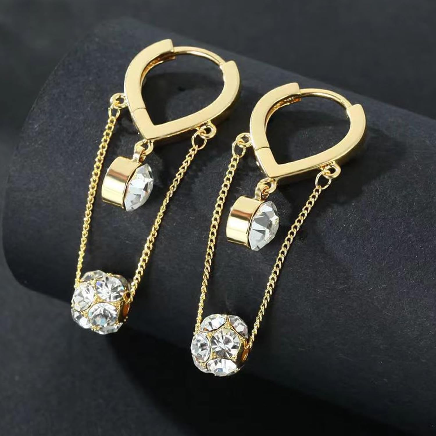 Handmade Boho Crystal Drop Dangle Earring Gold Tassel Earrings Vintage Crystal Chain Earrings Wedding Earrings Jewelry for Women and Girls - Image 7