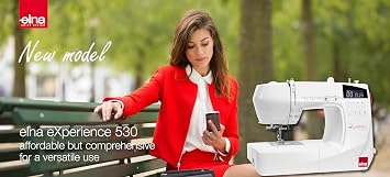 ماكينة خياطة حاسوبية أنيقة Elna eXperience 530 مزودة بـ 30 غرزة وأزرار وظيفية ذكية واختيارات سريعة للغرز وتصميم سويسري