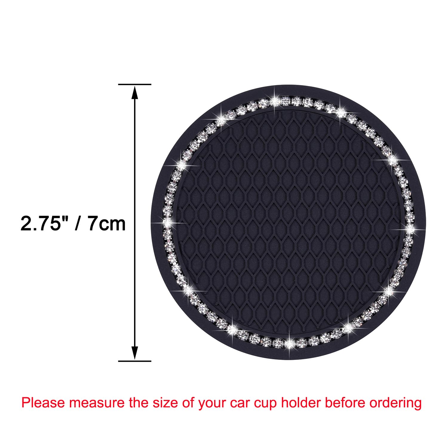 Bling Car Coasters Wisdompro 2 Pack PVC Car Cup Holder Insert Coaster - Anti Slip Universal Vehicle Interior — view 2