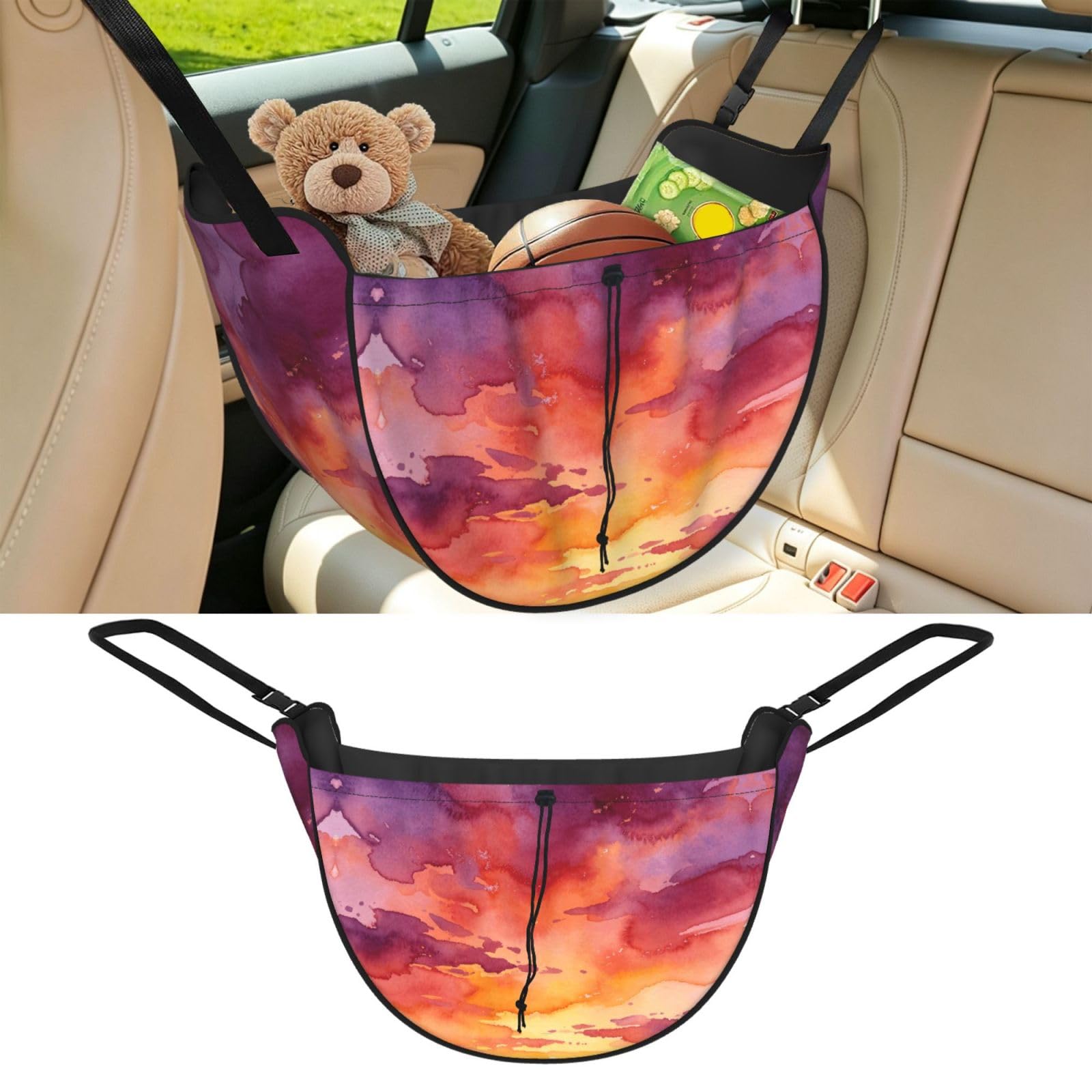 Cntdbu Black Evening Glow Car Seat Organizer-Backseat Storage Bag For Travel