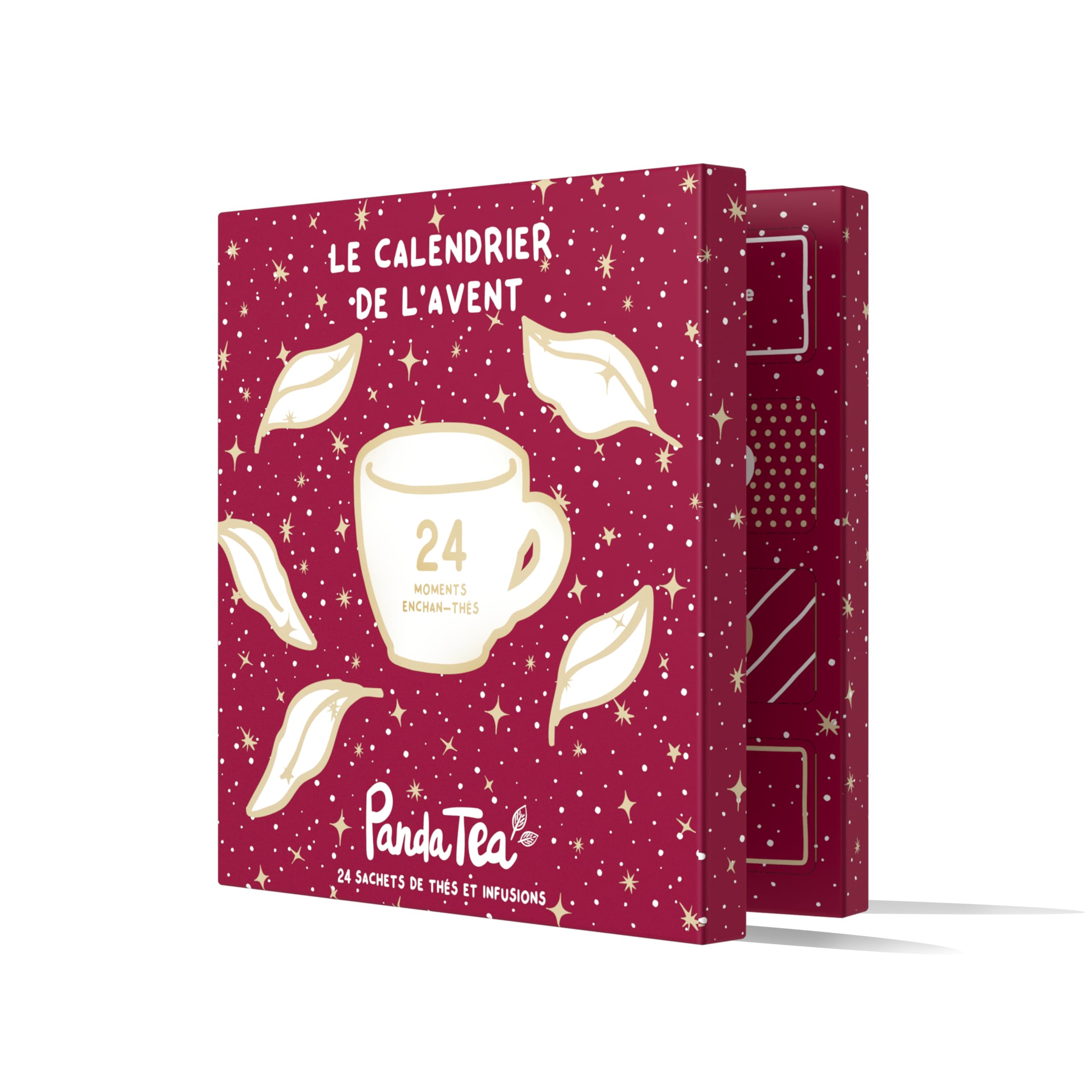Panda tea – Calendrier de l'Avent 2025 Thés & Infusion Bio – Coffret Cadeau – Assortiment de 24 sachets Mousselines – Calendrier de l’Avent pour Femme & Homme