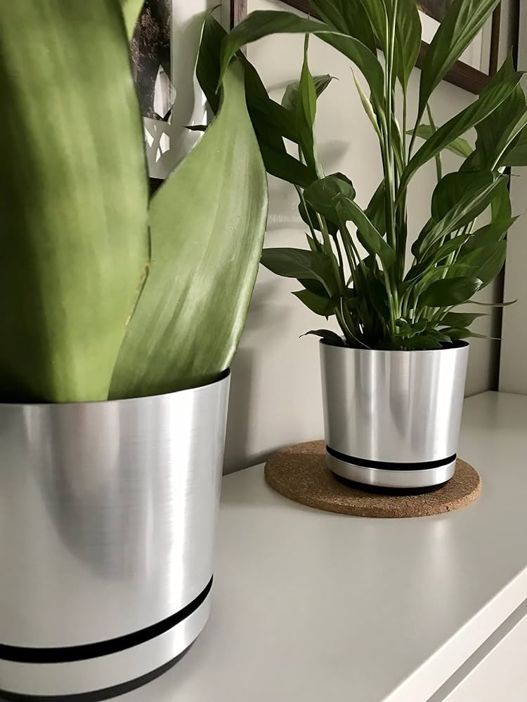 KORAD Aluminium Silver Indoor Plant Pots, 6 sizes, 25 colours