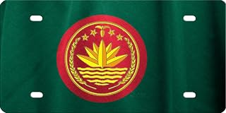 Bangladesh Flag License Plate Cover Green Red Sun Gold National Emblem Metal Car Accessories