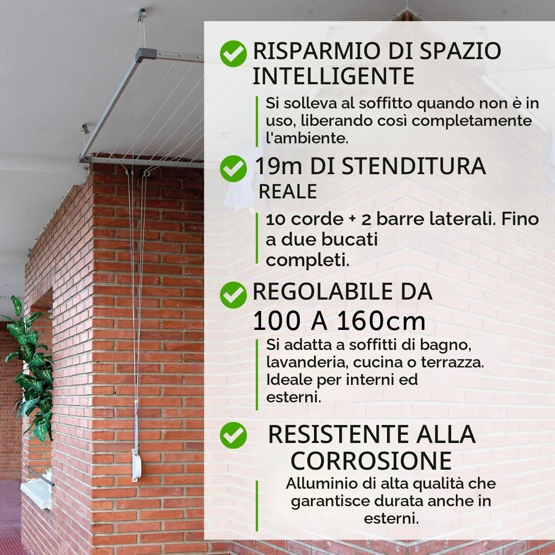 Cuncial Vileda Gimi Telepack 100, stendibiancheria da parete, in resina, Grigio metallo