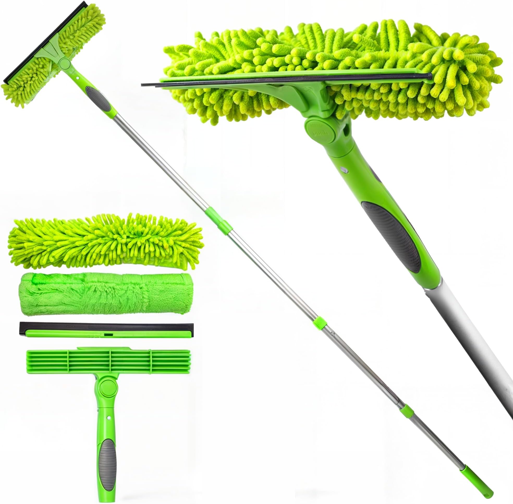 DSV Standard Professional Window Squeegee for Window Cleaning, 2 in 1 Rotatable Window Cleaning Squeegee Kit with Extension Pole, 62โ Window Cleaning Tool for Indoor/Outdoor High Windows, Home, Car