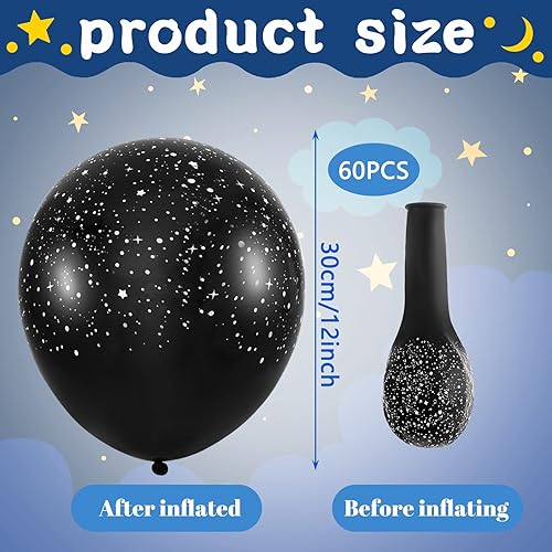 Vista 2 de Deekin 60 Pcs 12 Inch Metallic Galaxy Balloons Latex Outer Space Planet Balloons Space Astronaut Theme Birthday Party Decorations Supplies for Teens