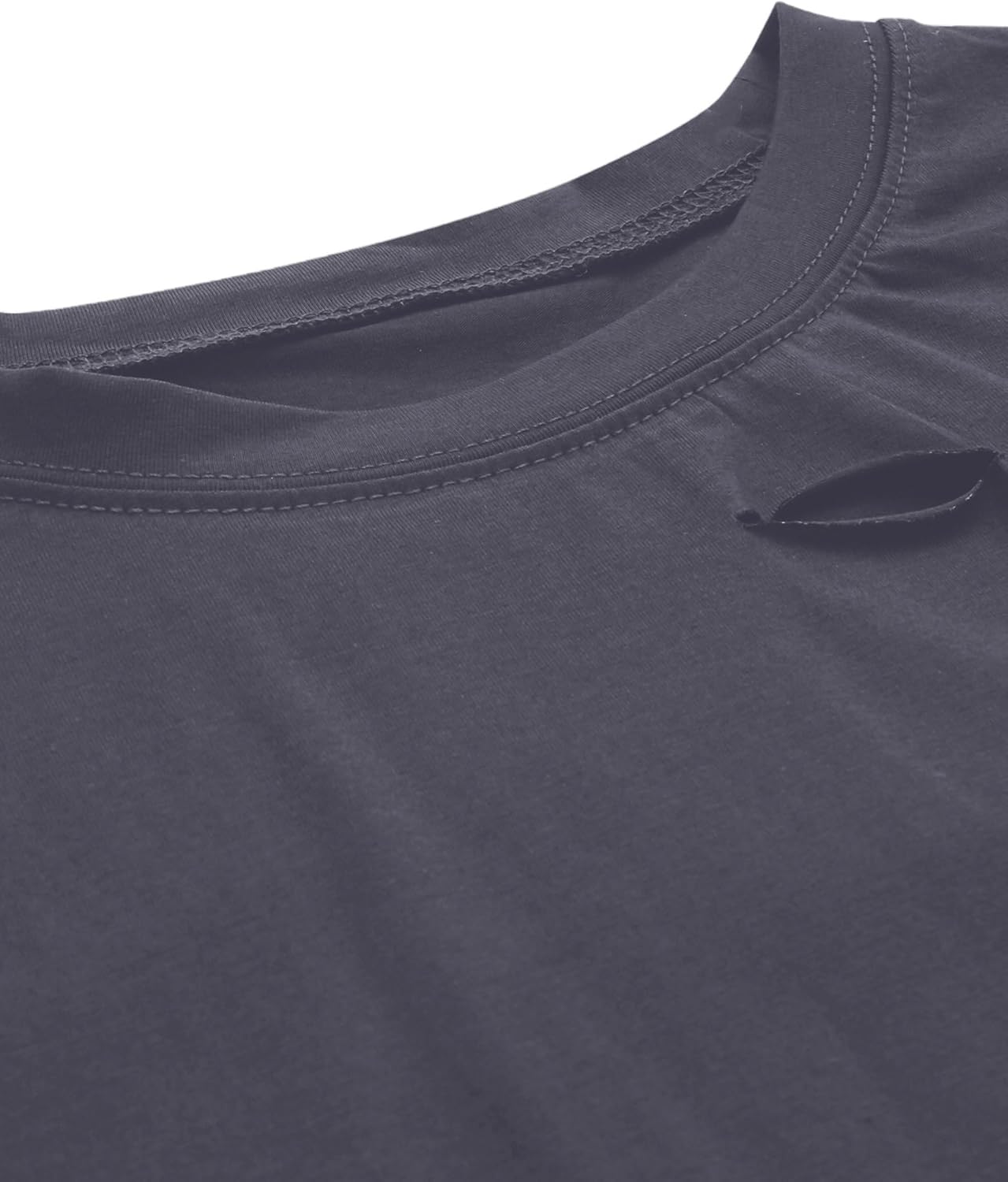 Sofia's Choice Women's Summer Casual Short Sleeve Tops Distressed Ripped Crop Top T Shirt - Image 4