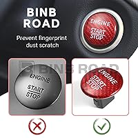 Vista 6 de Cubierta de botón de arranque y parada del motor de fibra de carbono compatible con Mercedes Benz A C SL GLA GLC ML Class, color rojo