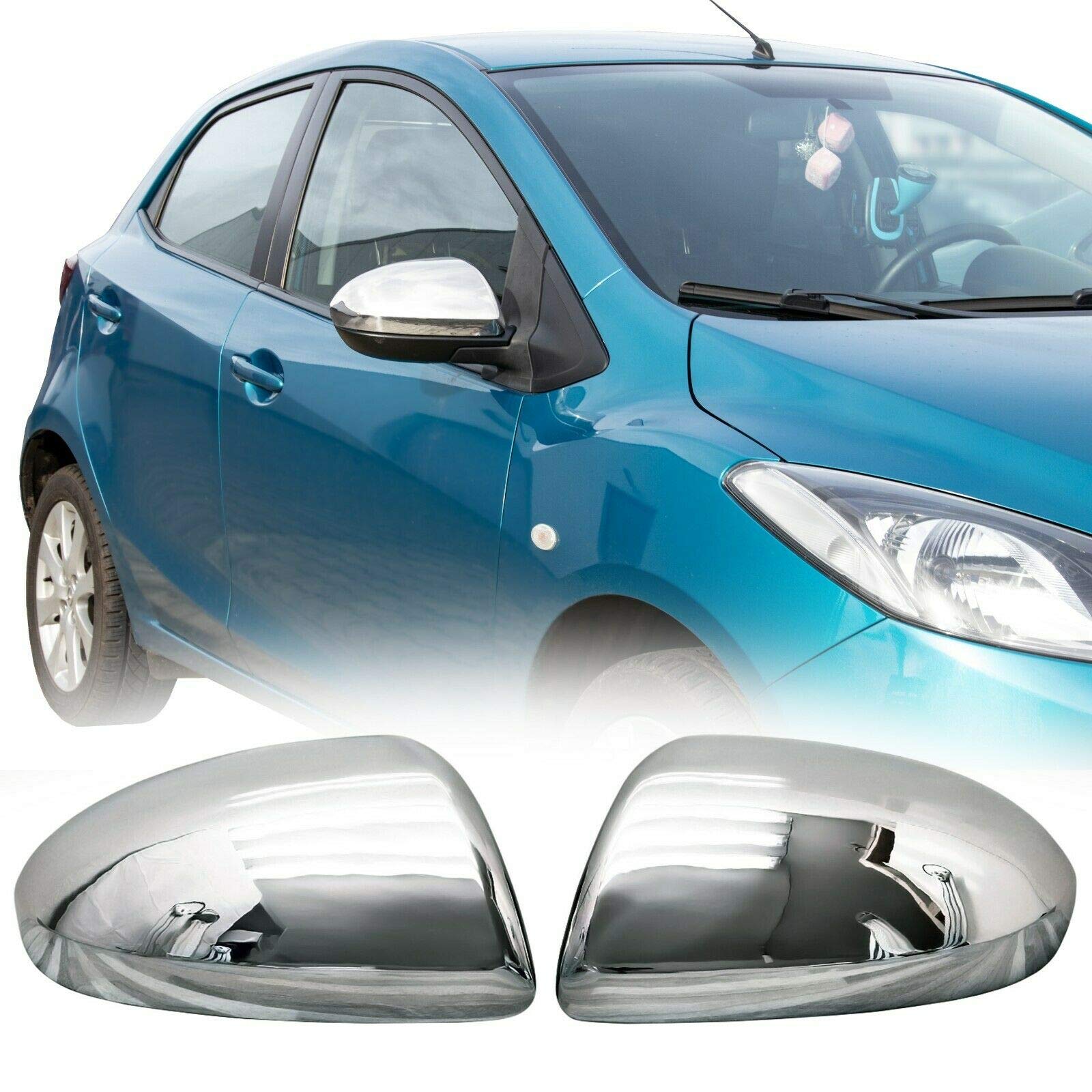 Prawidłowe chromowane obudowy lusterek do Mazda 2 3 6 | 2008-2013 Stal nierdzewna 2 Zestaw Zewnętrzne pokrywy lusterek