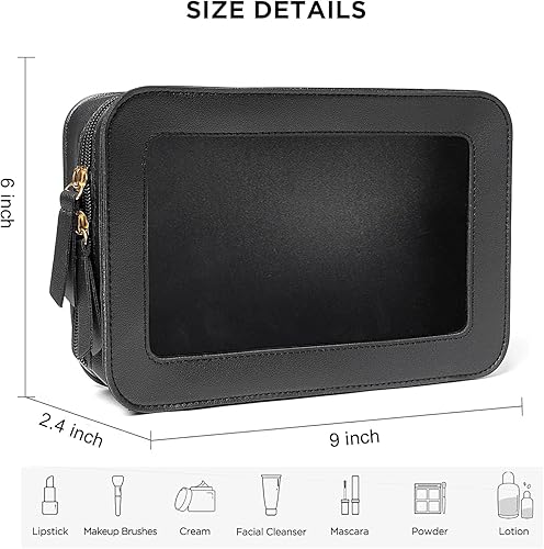 Miniatura 2 de Bolsas de maquillaje transparentes, bolsa de aseo aprobada por la TSA con cremallera, organizador de maquillaje transparente para artículos