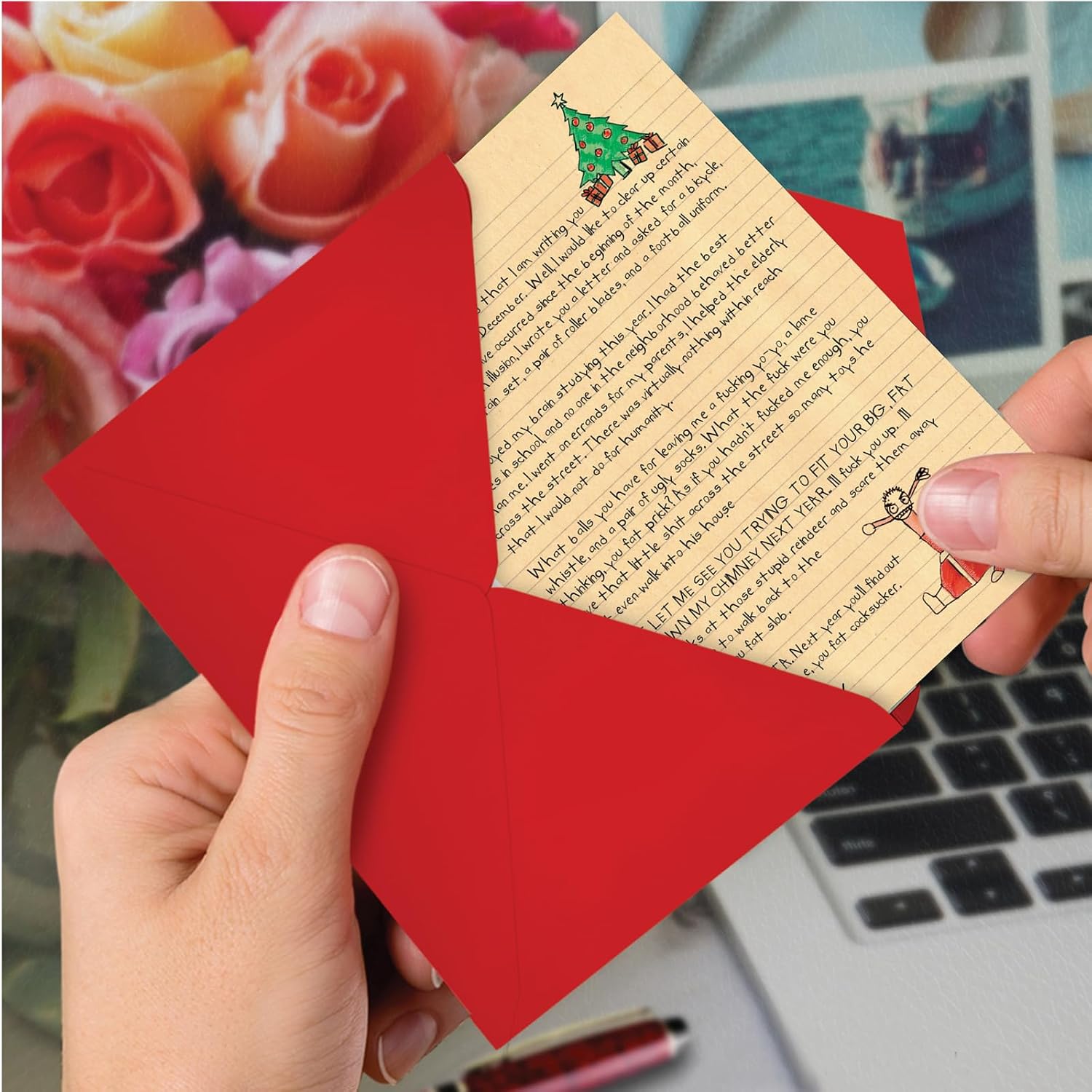 NobleWorks Pack of 12 Funny Christmas Greeting Cards with Envelopes, Humor Holiday for Men and Women (1 Design, 12 Cards) - Dear Santa B1087