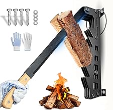 Wall Mounted Kindling Wood Splitter Portable Metal Wall Mounted Kindling Splitter for Wood with Wooden Handle Heavy Duty Firewood Log Splitter for Indoor&Outdoor Use(Black)