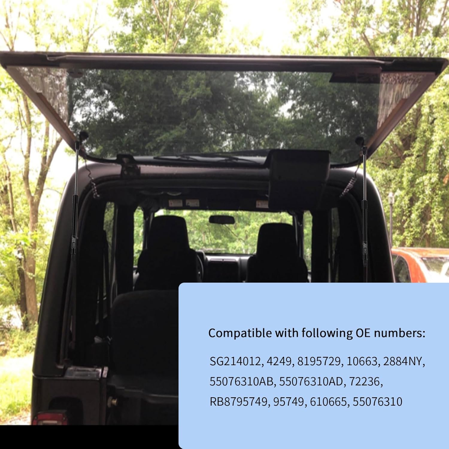 Rear Window Struts for Jeep Wrangler TJ Hard Top 1997-2006, No-Drill Gas Shock Installation, Replaces 8195729 55076310AD