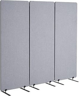 VEVOR Raumteiler 3 Paneele Paravent 1840 x 350 x 1655 mm, Faltbarer Sichtschutz & tragbarer Trennwandteiler aus PET-Polyester zur Raumtrennung, für Büro Schlafzimmer Arbeitszimmer, hellgrau