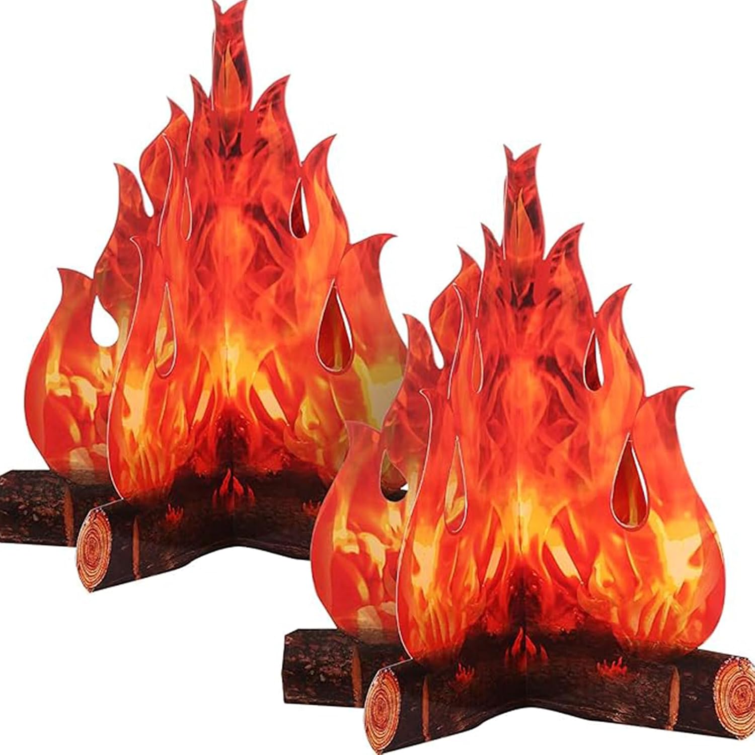 Aczyqws Fake Fire Fake Flame Camping Decoration 3D Cardboard Campfire Centerpiece Artificial Flames Campfire Party Decor for Classroom Camp Bachelorette Party Supplies