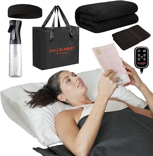 ONERVA Paquete de manta de sauna infrarroja terapia de cristal, carbón, arcilla y capas magnéticas, sauna de desintoxicación personal y relajación