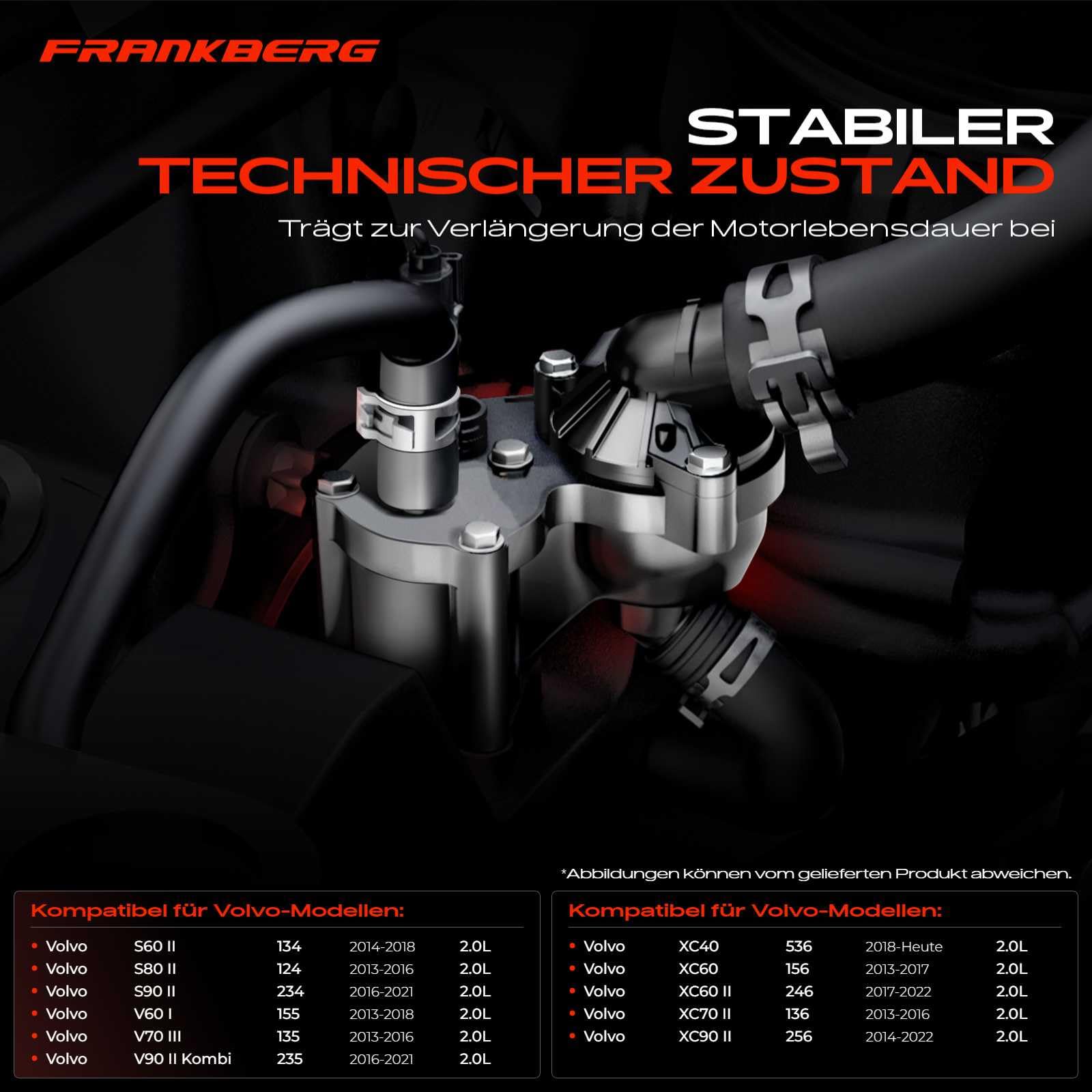Frankberg Termostato del liquido di raffreddamento 2 Poli 31686560 | Compatibile con: XC60 II 246, S80 II 124, V40 Cross Country 526, V40 Hatchback 525, XC60 156, V90 II Station wagon 235