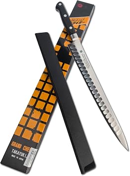 Sakai Takayuki Grand Chef SP Top Quality Stainless Steel Knife, Salmon Treatment, Double-edged Front and Back Dimple Processing, Slicer_10106 270 mm