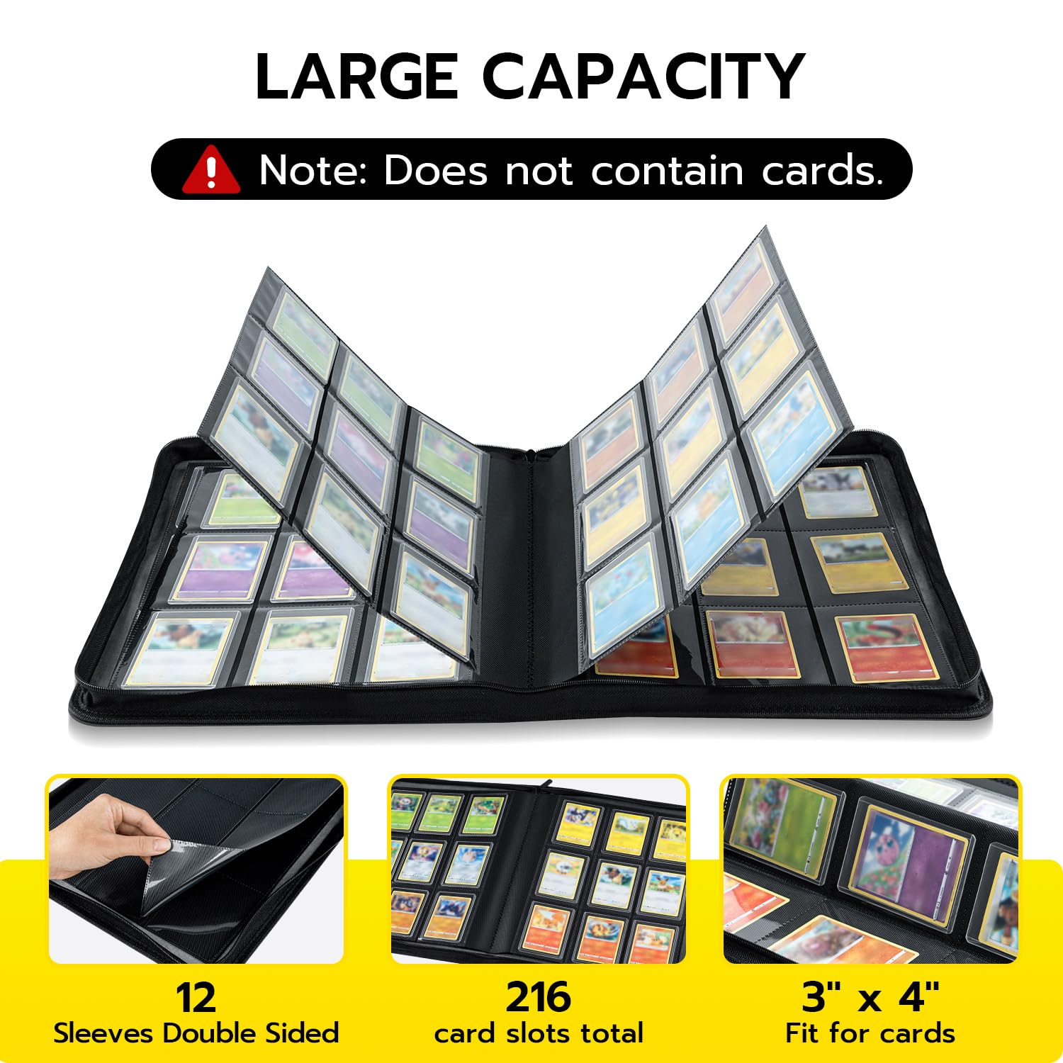 Tolesum Raccoglitore Toploader,Album 9 tasche con 216 scomparti per Carte da Collezionabili con 10 Toploader, Libro Porta Carte per Carte Toploader 3"x4", Magic, YuGi Oh, MTG