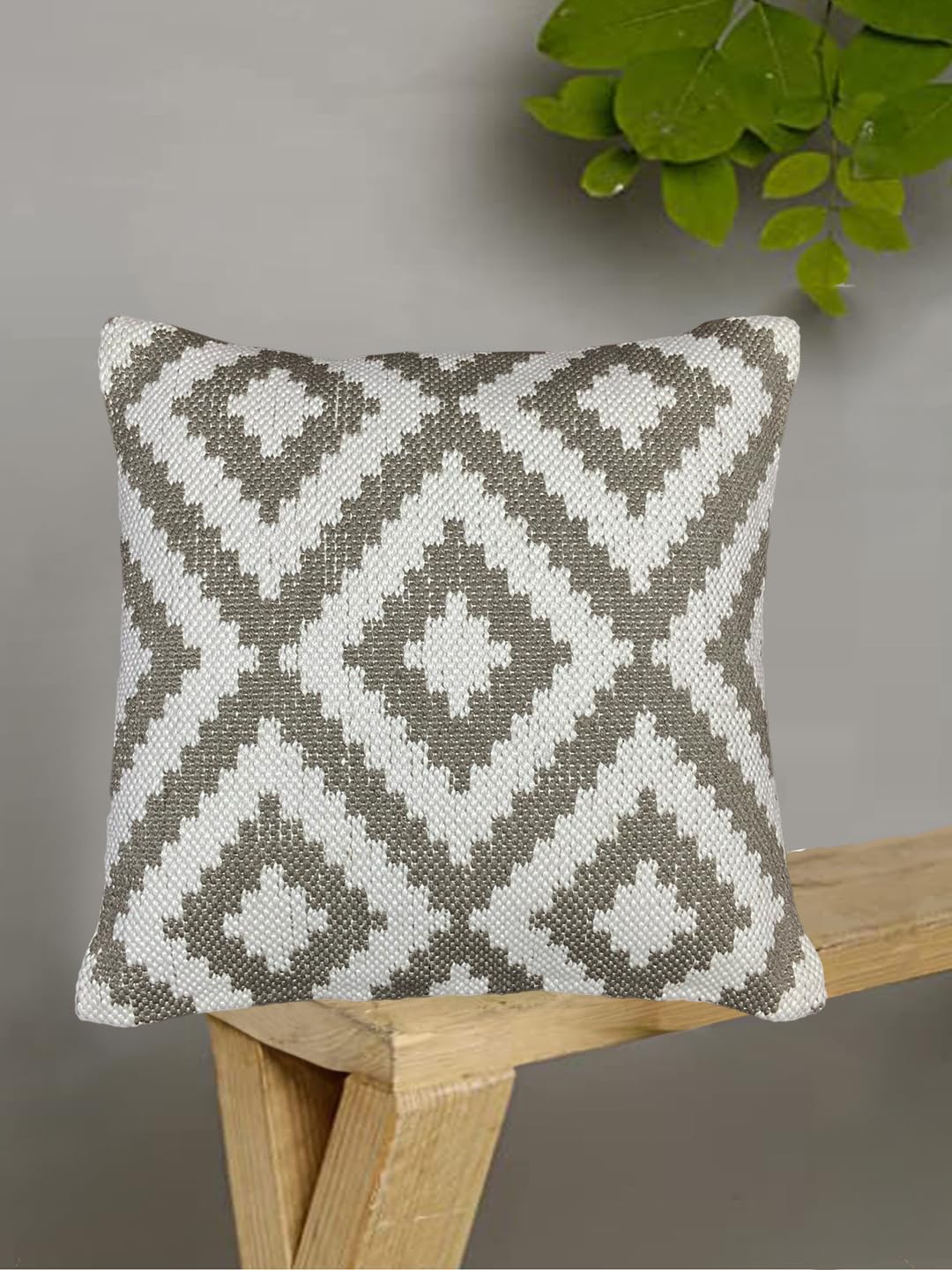 SAJAVAT HOME Cotton Diamond Printed Cushion Cover 18x18 INCHES Grey (Pack of 1)