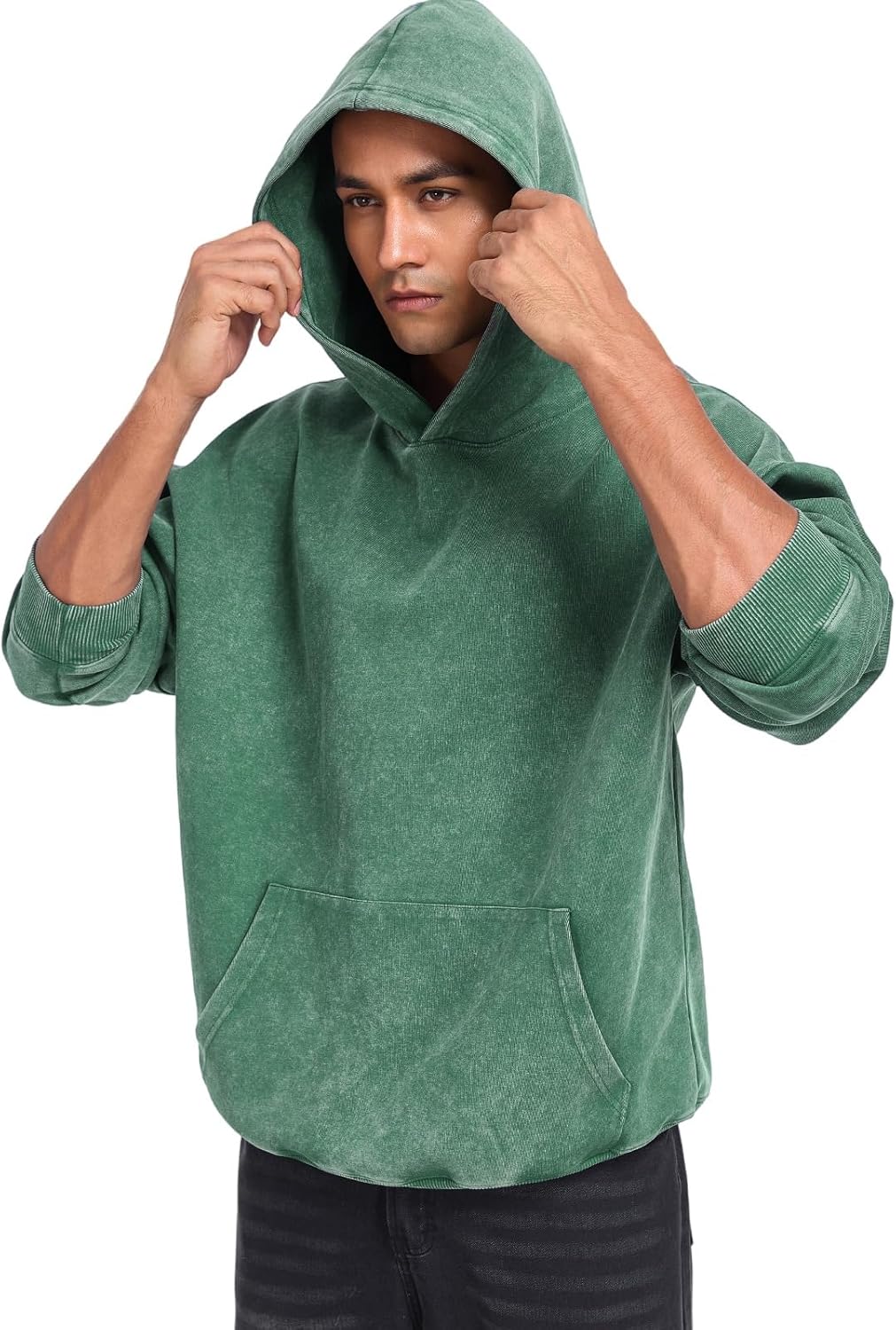 Mens Hoodies Pullover Oversized Hoodie Plush Cotton Hooded Couples Vintage Trendy Washed Streetwear Sweatshirt - Image 4