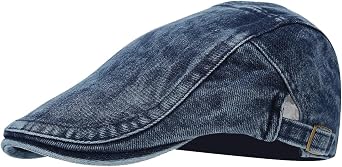 Denim Newsboy Cap Adjustable Ivy Flat Cap Gatsby Cabbie Driving Hat for Men Women
