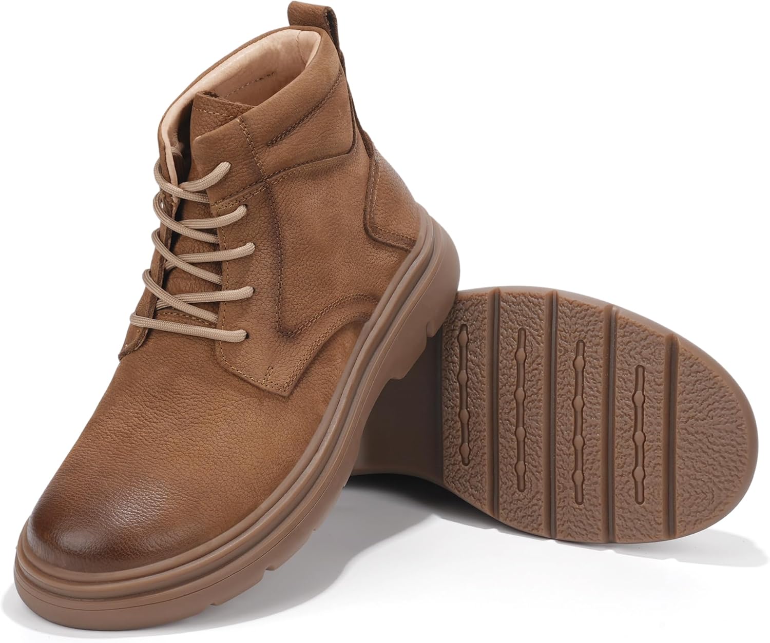 Mens Chukka Casual Boots, Leather Business Dress Shoes for Men, Comfortable Oxford Rubber Ankle Boots