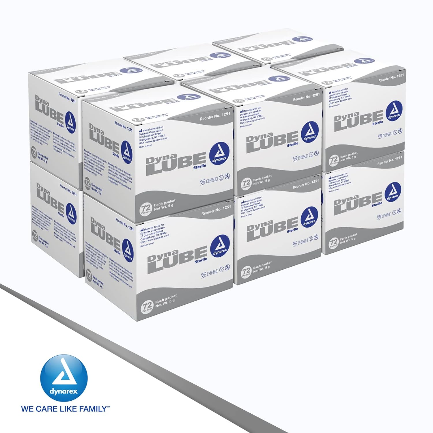 Dynarex DynaLube Lubricating Jelly, Water Soluble and Sterile Lubricant Jelly, Used for Body Orifices, Hinged Instruments and Medical Devices, 1 Case of 864 DynaLube Packets, 5g (12 Boxes of 72)