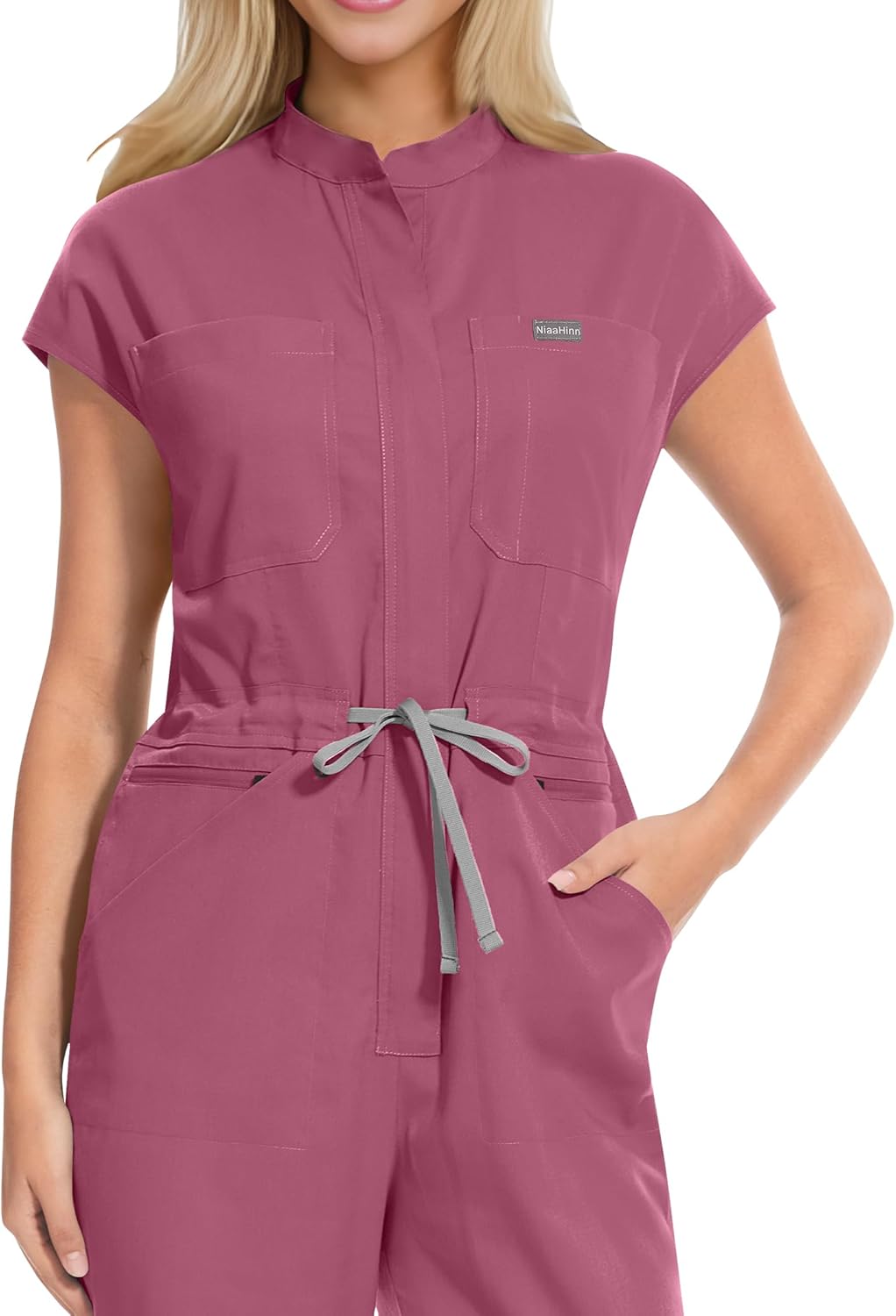 VIAOLI Women's Scrub Jumpsuit Completed Jogger Pants with 8 Pocket for Hospitals Clinics Medical Nursing Uniforms Set
