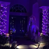 Vista 3 de JMEXSUSS Luces solares de Halloween moradas (cadena de luces solares y luces de hadas solares)