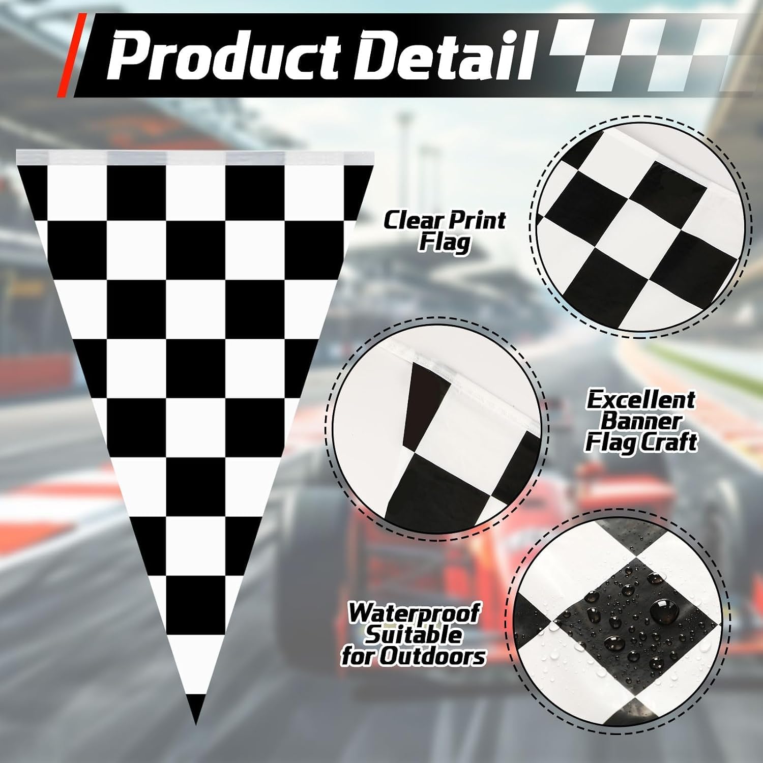 MARFOREVER 132 Ft 80 Pcs Red Yellow Black White Checkered Flag Banner image 5