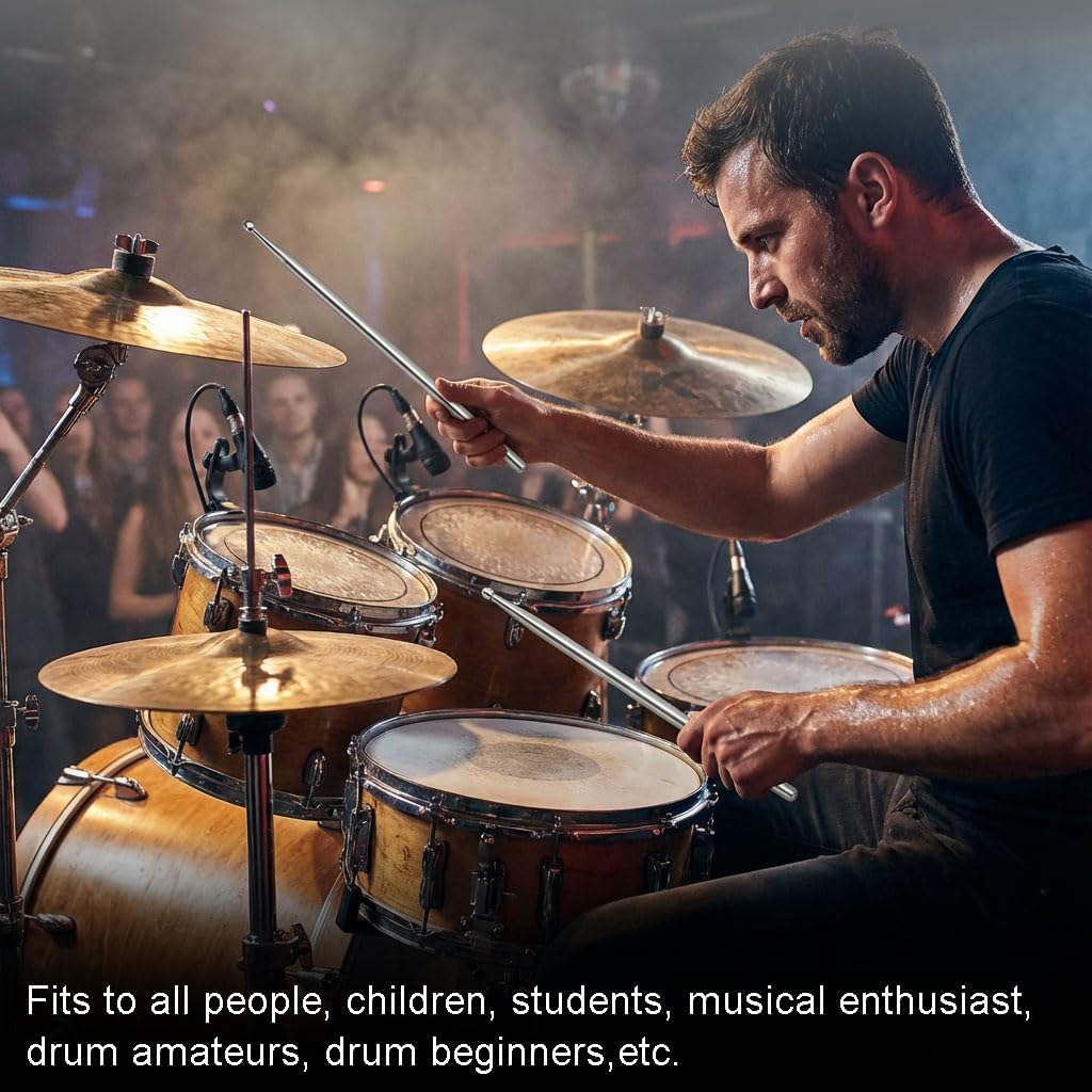 1 Pair 5A Classic Metal Drum Sticks, Aluminium Alloy Professional Durable Drum Sticks, Portable Percussion Instrument Accessories Silver