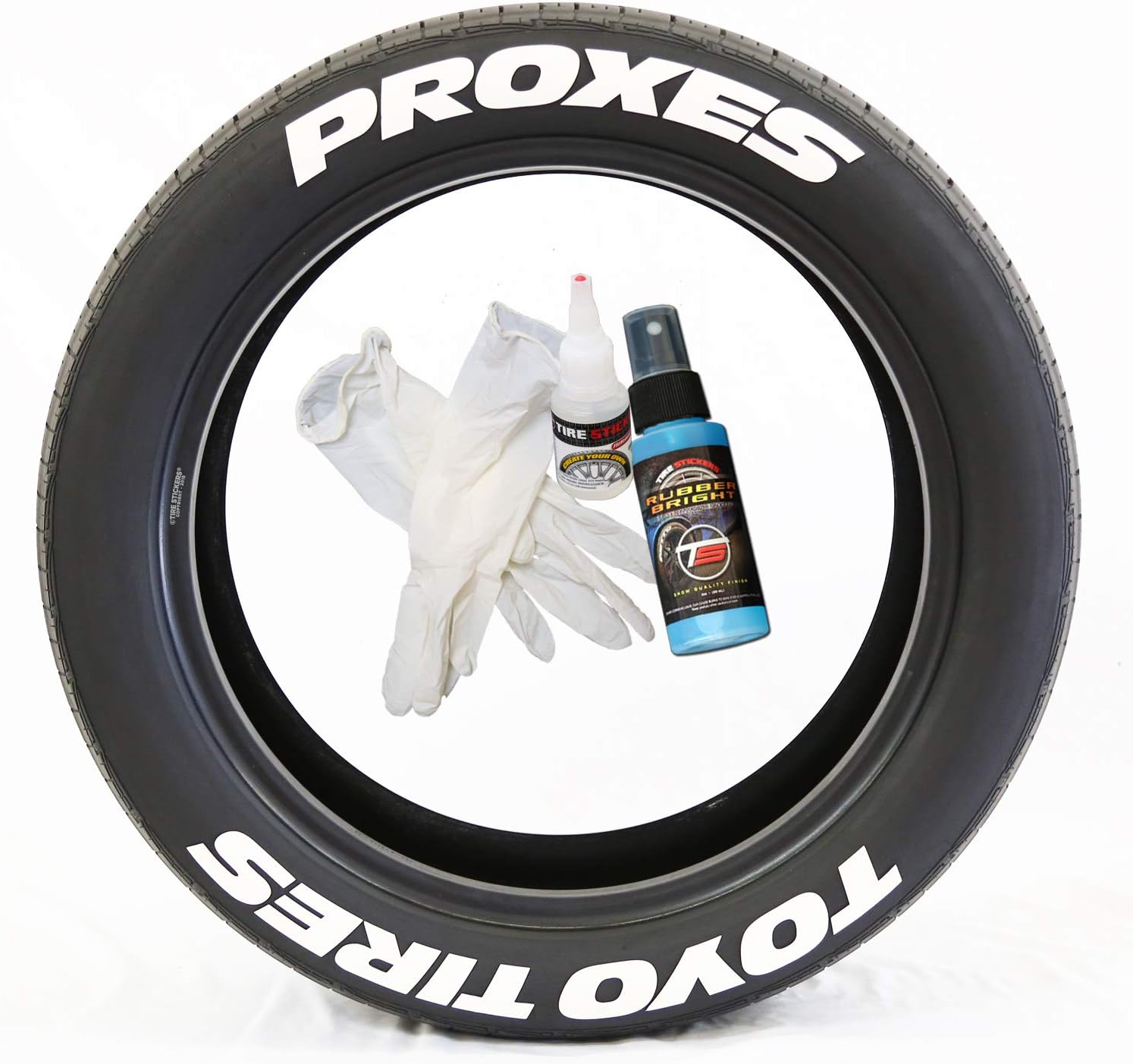 Tire Stickers Toyo Tires Proxes - Permanent DIY Glue On White Tire Lettering Kit with Glue & 2oz Touch-Up Cleaner / 19-21 Inch Wheels / 1.50 Inches/White / 4 Pack