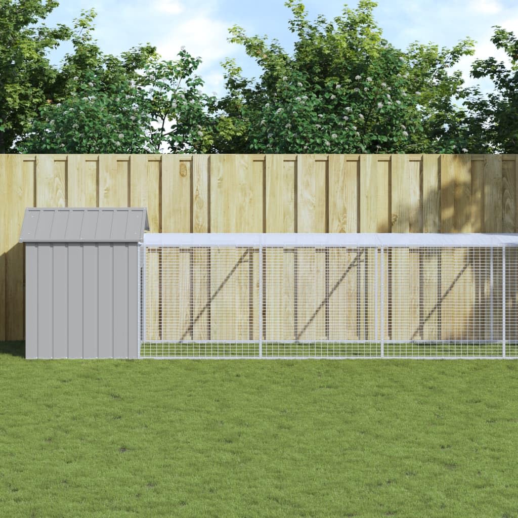 Homgoday Casa Mobilia Gallinero área de carrera gris claro 117 x 1017 x 123 cm acero galvanizado, jaula para animales jaula para pollos exterior para aves de corral gallineros conejos