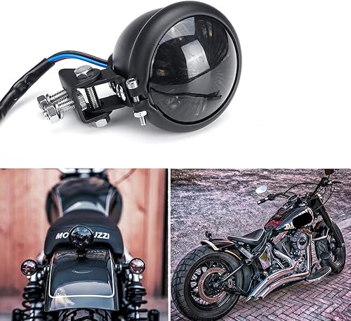 Miniatura 6 de Luz trasera de la motocicleta LED Bates Estilo Bullet Freno Parada Lámpara Trasera para Bobber Chopper Cafe Racer Bonneville XS650 - Negro Humo