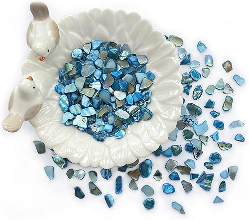 Miniatura 3 de Chips de conchas trituradas naturales para manualidades, 4 libras de conchas de nácar azul claro, piezas para bricolaje, decoración del hogar (azul
