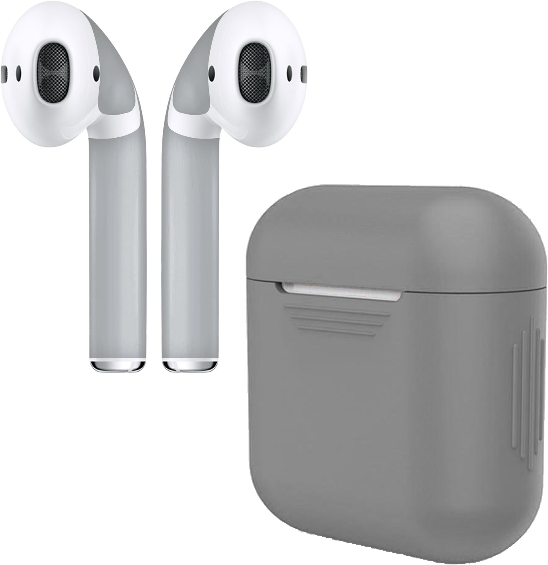 AirPod Skins Protective Wraps | Easy Install | Customize and Protect | Free Lifetime Replacements | Max Coverage | Apple AirPods Accessories (Grey Case & Grey Skin)