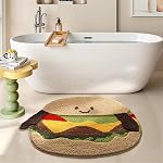 Ankah Delicious Bath Mat, Tasty Food Shape Bathroom Rug, Soft and Comfortable, High Absorbent, Fast Dry, Non-Slip, Easy to Care, Bathroom Home Decor Accessories, 19.7" x 31.5", Burger Dog